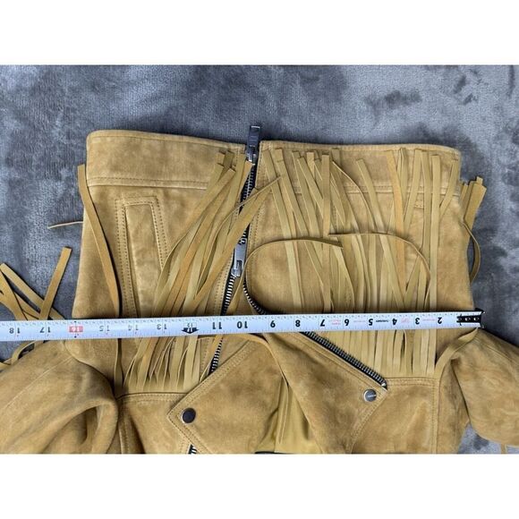 All Saints Tassel Fringe Cropped Genuine Suede Leather Biker Jacket sz 2 US - Picture 12 of 16